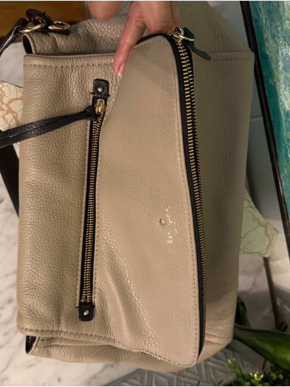 kate spade Cobble Hill Pebbled Leather Shoulder Bag in light Sand Gray - Picture 8 of 9